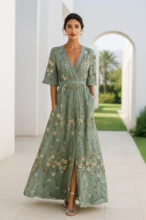 Sofia | Elegante Vestido Largo de Verano con Escote en V para Mujer 1