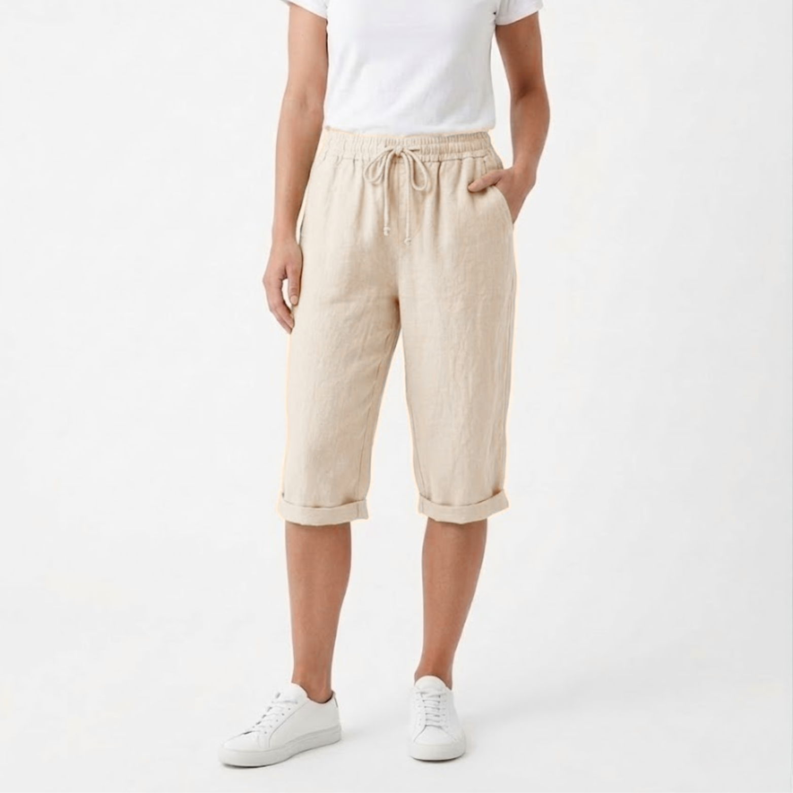 Sofía | Pantalones Cortos de Algodón y Lino para Mujer con Cintura Elástica 1