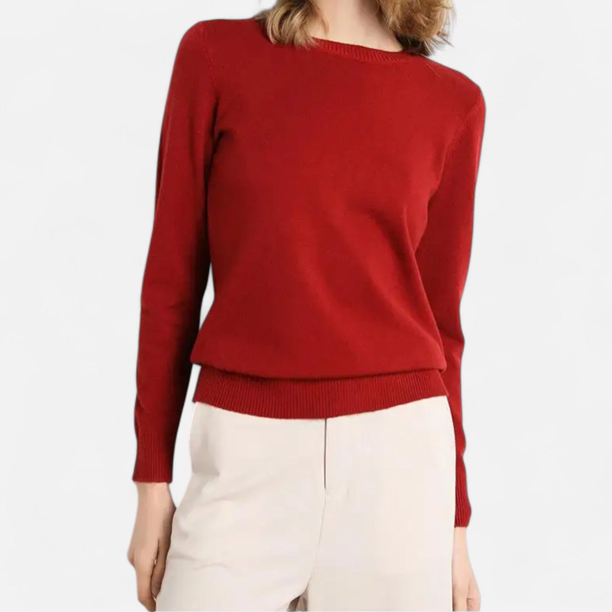 Sofía | Suéter de Lana Merino para Mujer con Cuello Redondo Elegante 0