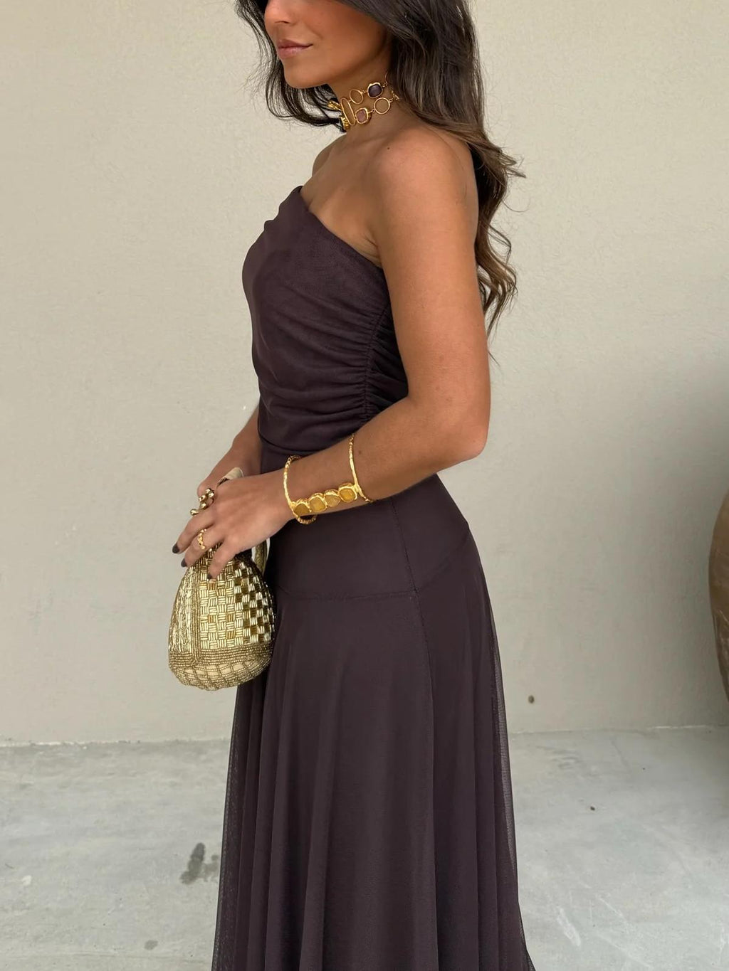 Sofía | Vestido Largo de Gasa Elegante para Mujer con Hombros Descubiertos 5
