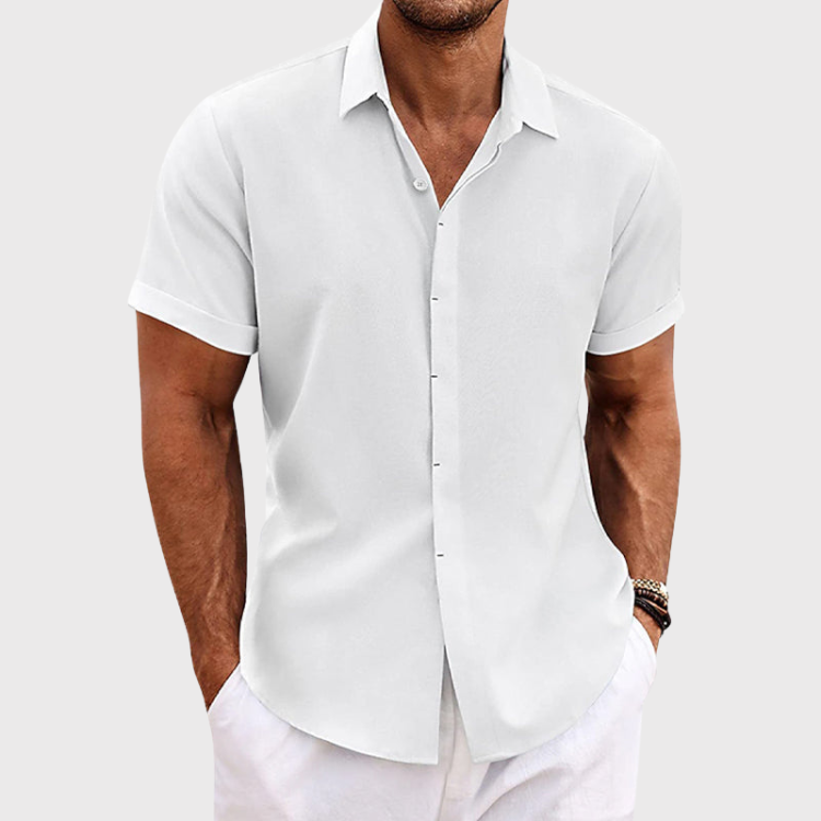 DIEGO – Camisa de manga corta de algodón y lino para hombre