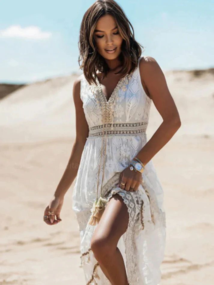 Vestido Bohemio Largo Sin Mangas para Mujer con Tejido Ligero | Estilo Fresco y Cómodo para Verano 3