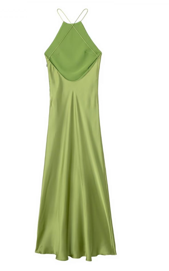 Vestido Largo Elegante Mujer con Espalda Descubierta de Satén | Ideal para Eventos de Primavera y Verano 4