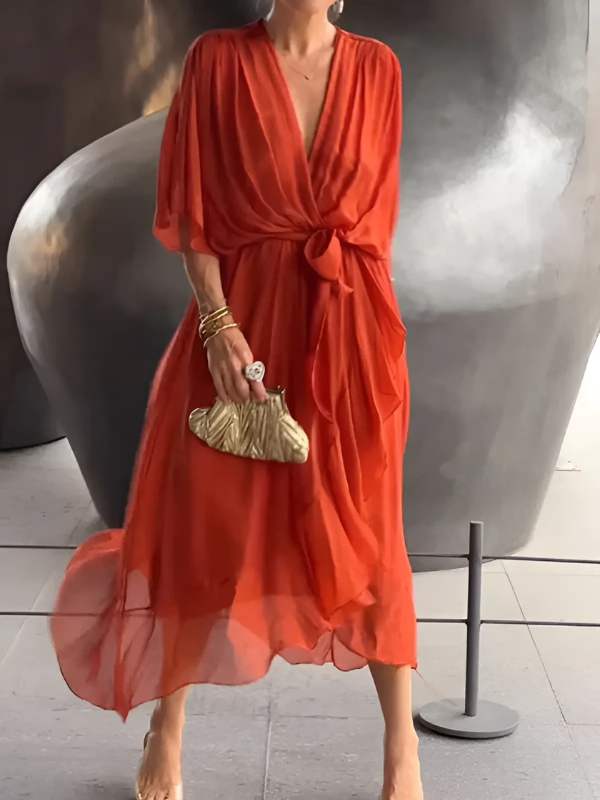 Vestido Midi Mujer Cruzado de Tejido Suave | Elegante y Versátil para Cualquier Ocasión 6