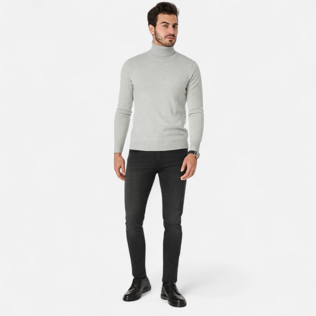 Jersey de cuello alto de lana para hombre en estilo clásico, vista frontal