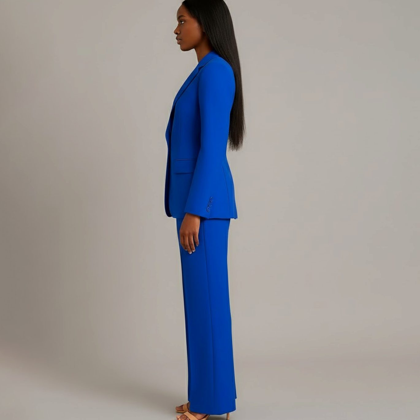 Traje de chaqueta y pantalón combinado con look de estilo casual elegante