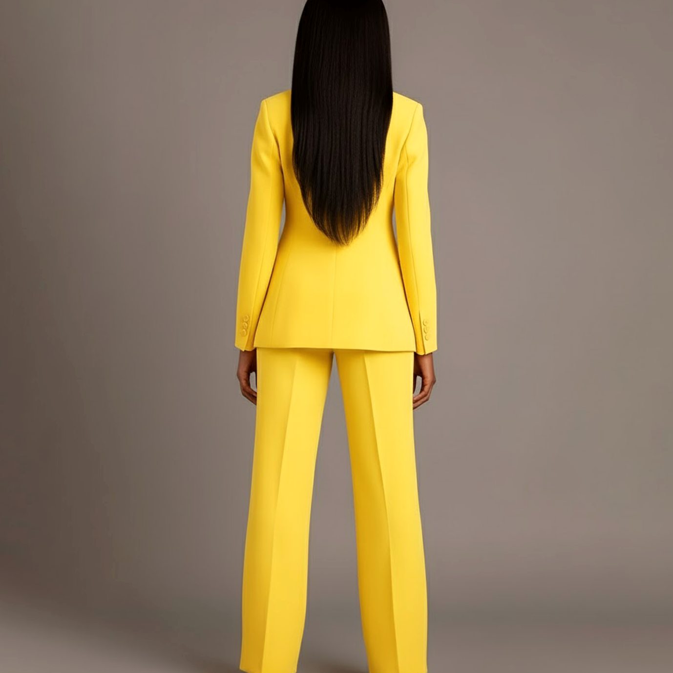 Vista completa del conjunto de traje de dos piezas para mujer