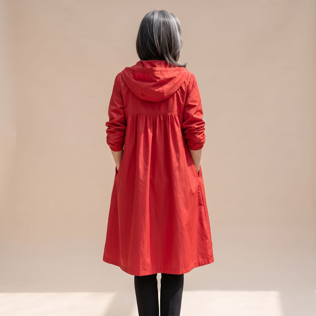 Trenchcoat Annika con cintura fruncida y corte en línea A
