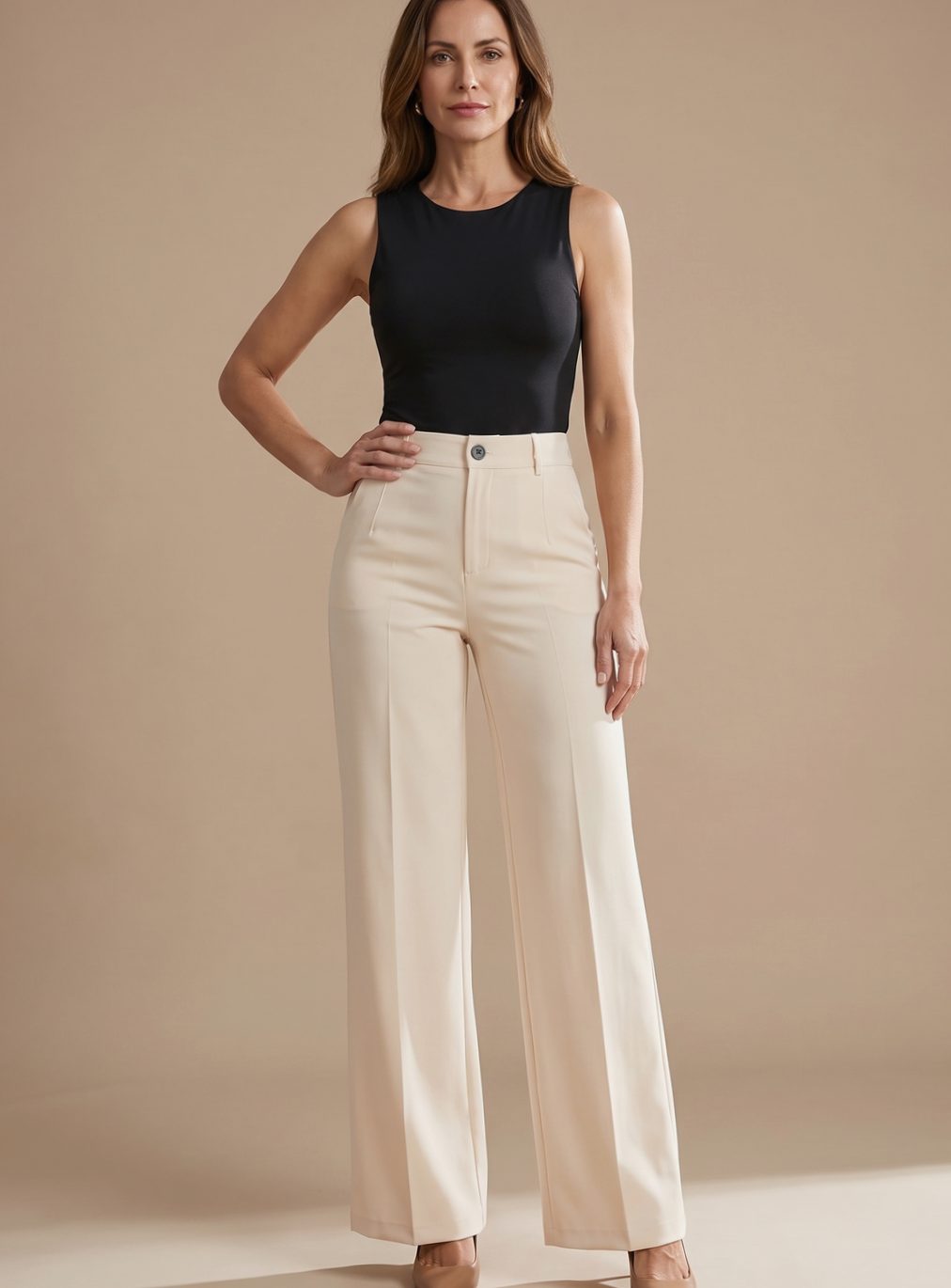 Pantalón de vestir de mujer combinado con camiseta para look casual