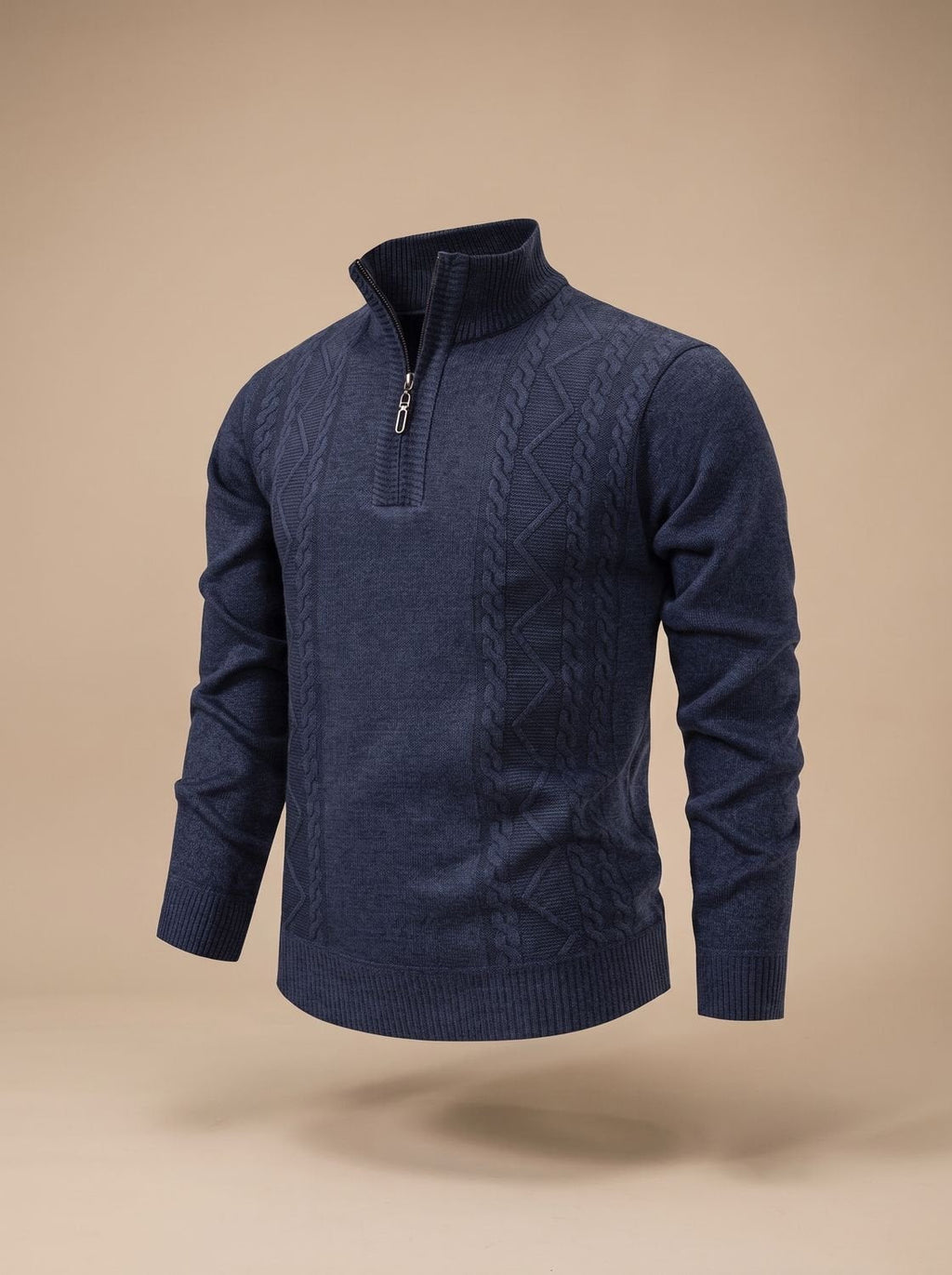 Jersey Benjamin de punto trenzado con cremallera corta para hombre