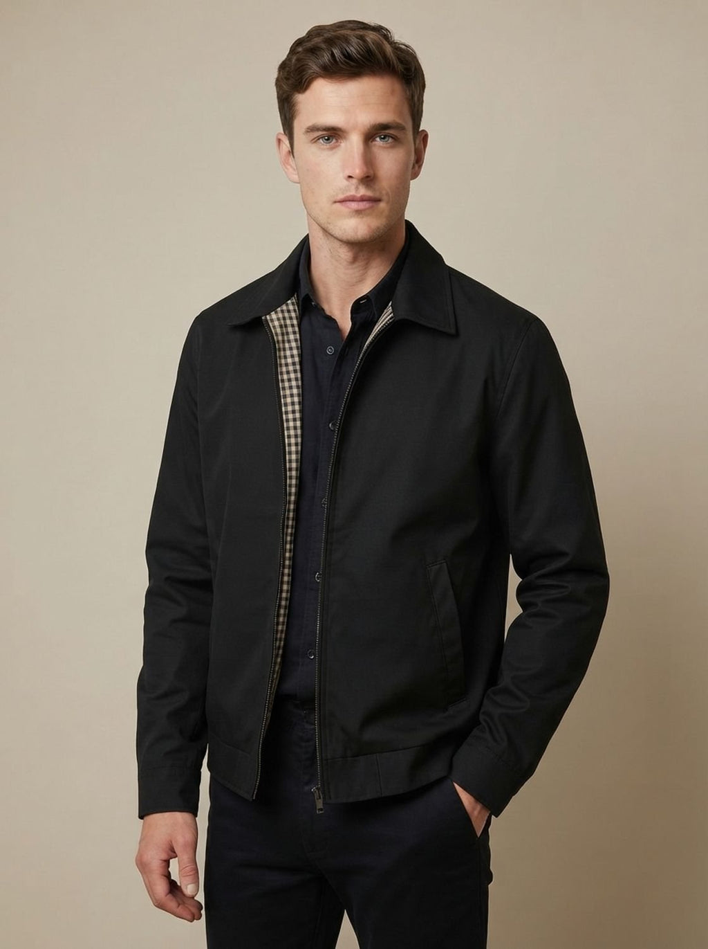 Chaqueta CALLUM combinada con jersey de cuello redondo