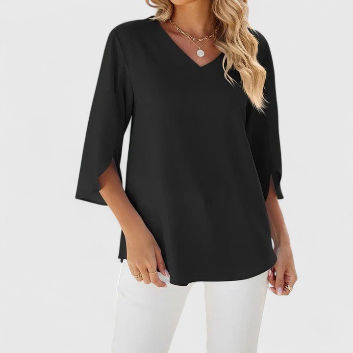 CARLA – Blusa de gasa con escote en V y volantes para mujer - Noa Lagos
