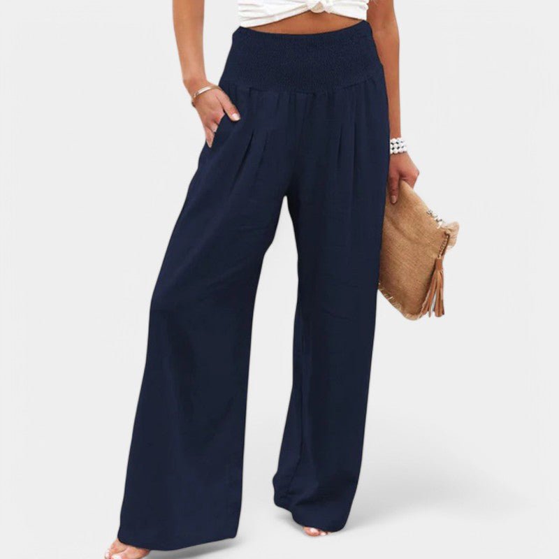 Carla | Pantalones de Lino Aireados con Cintura Elástica para Mujer - Noa Lagos
