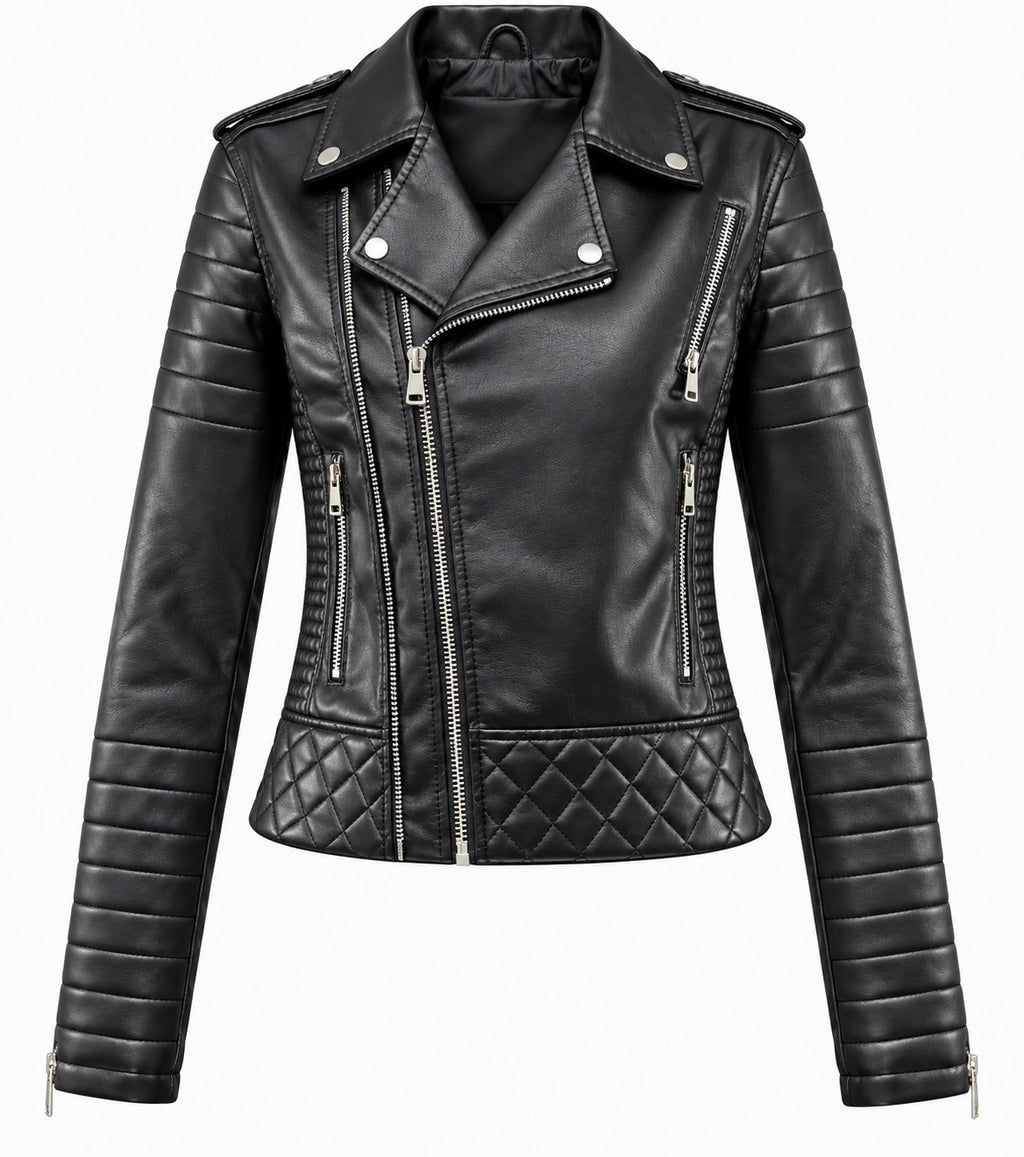 Isabel | Chaqueta de Cuero para Mujer con Diseño Biker Elegante