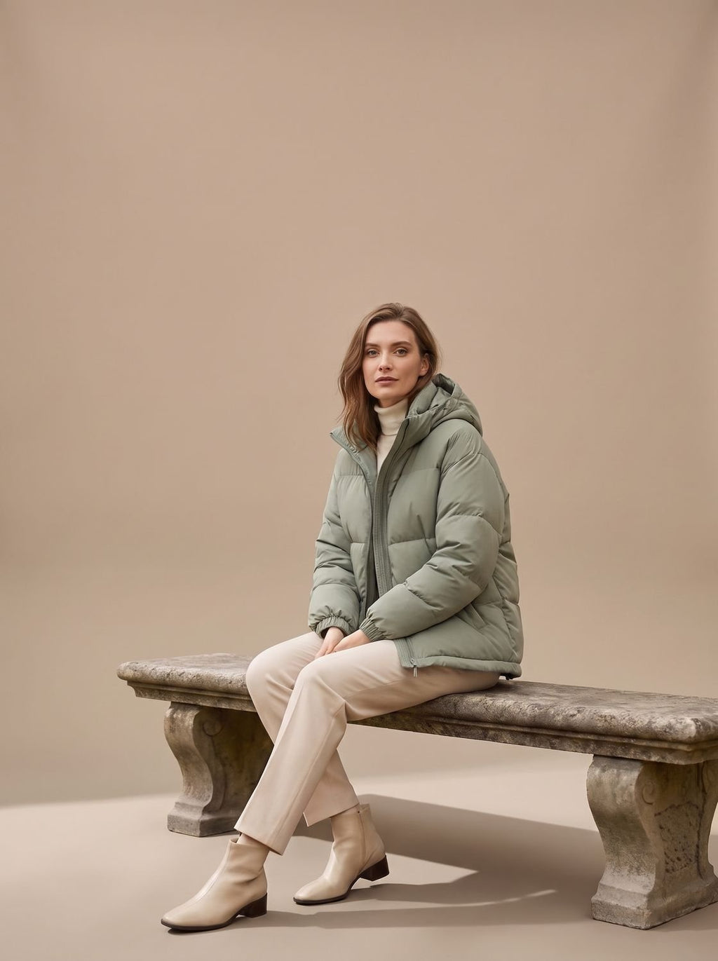 Espalda de la chaqueta acolchada holgada con capucha para mujer