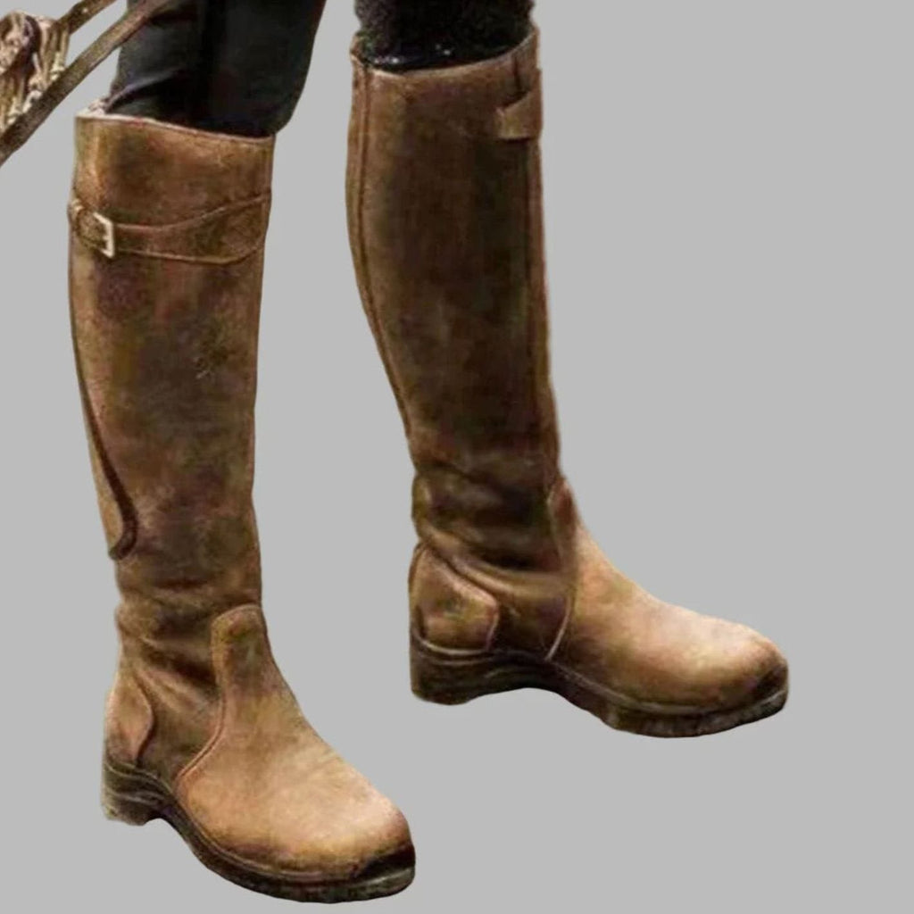 Suela con relieve de las botas ortopédicas de cuero para uso ecuestre y exterior