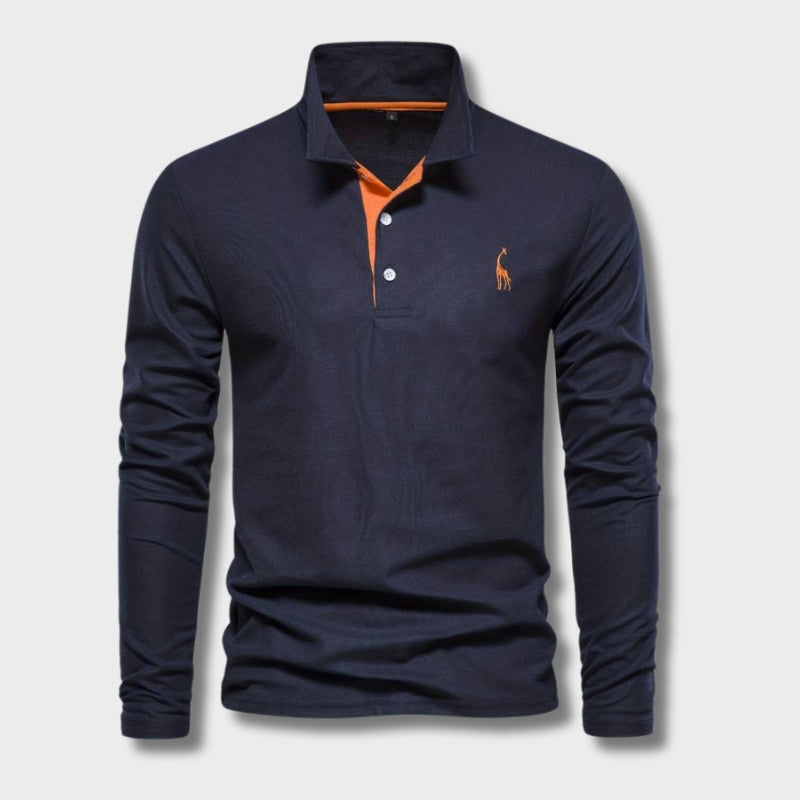 Polo de manga larga Marcus para hombre con detalles en contraste en el cuello