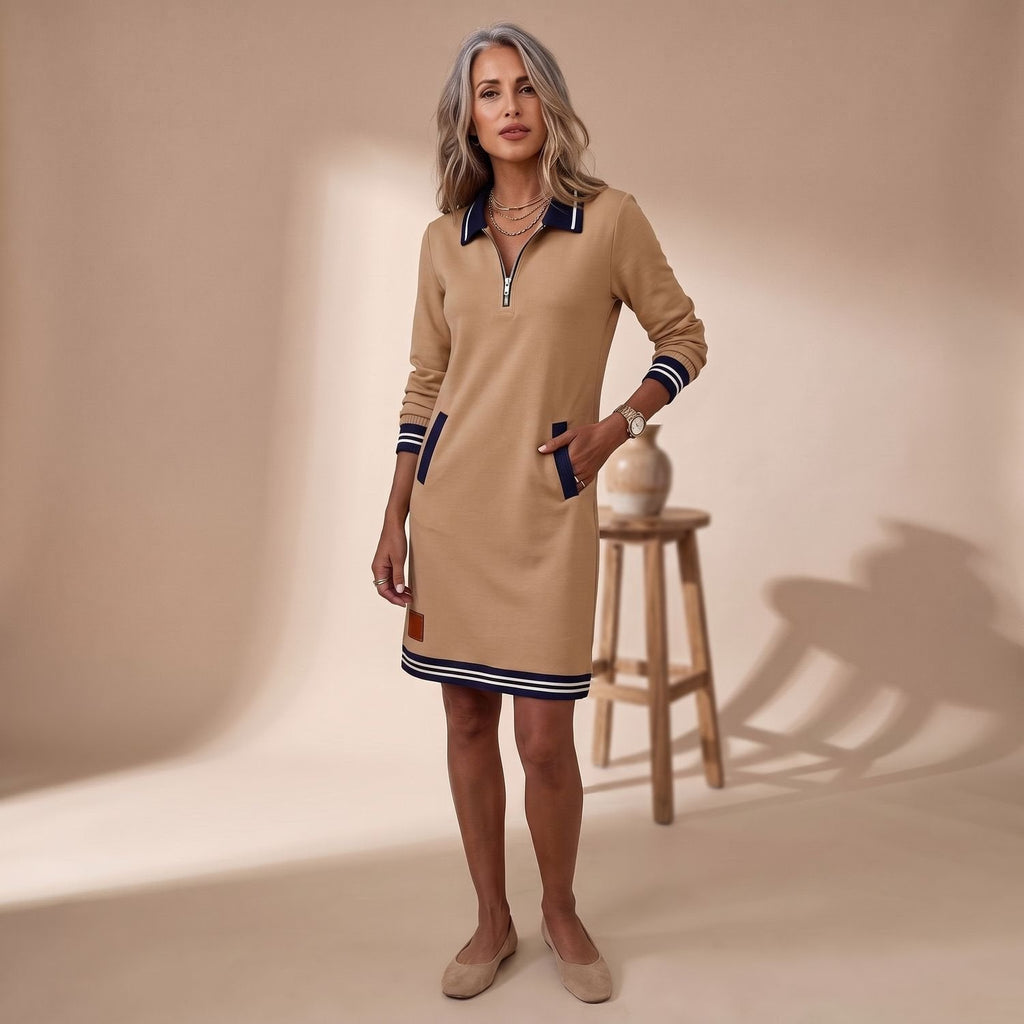 Vestido midi sporty-chic combinado con sneakers para look casual