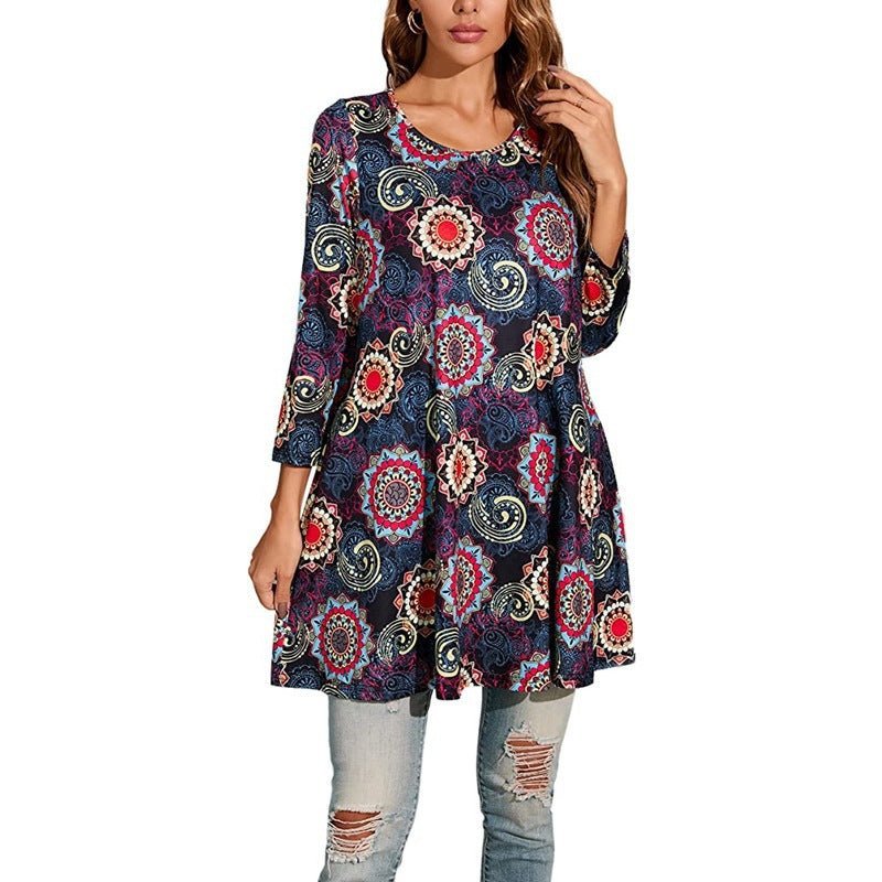 Isabel | Túnica Boho de Manga 3/4 con Estampado de Mandala para Mujer - Noa Lagos