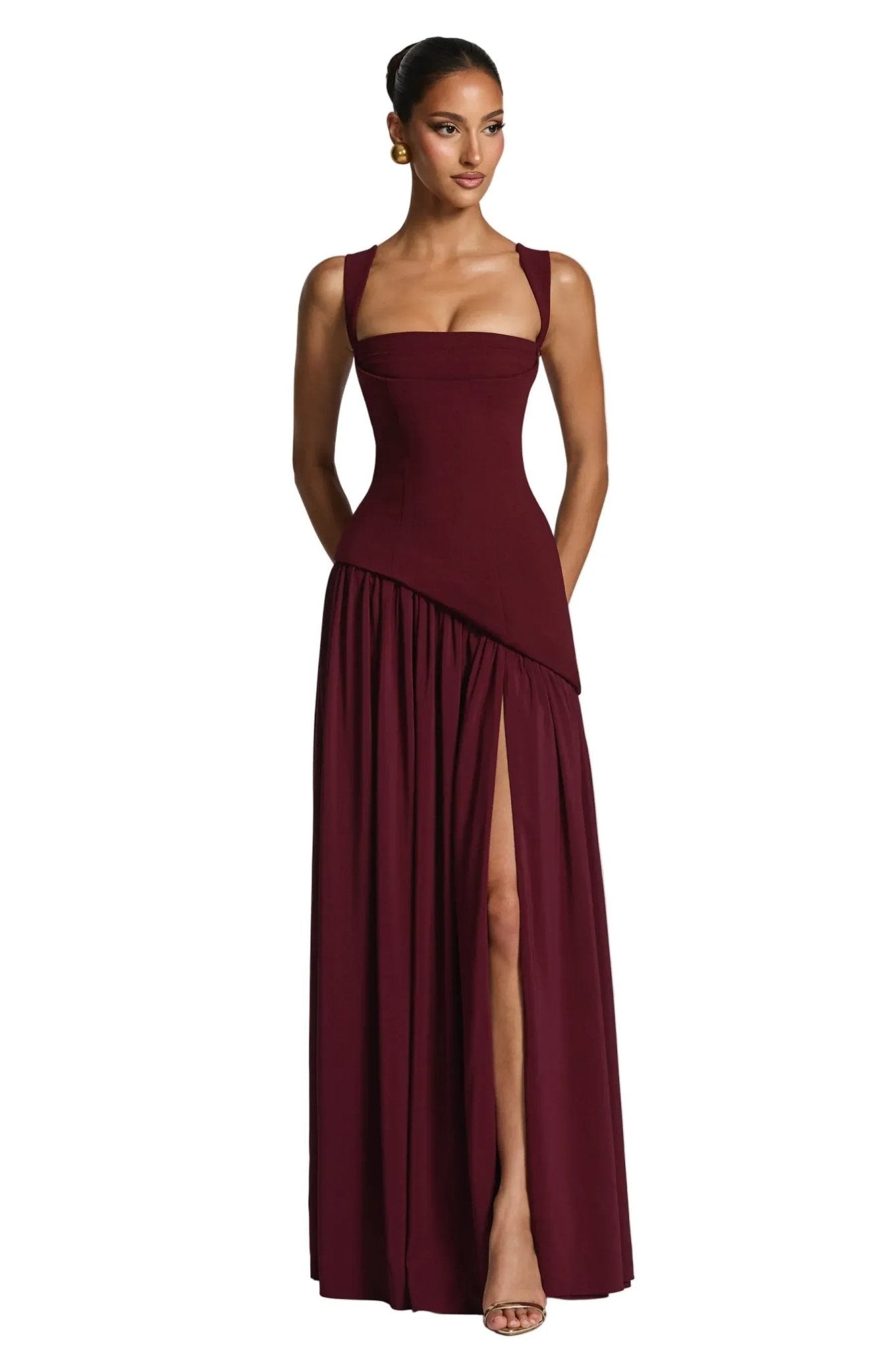 Isabel | Vestido Largo Elegante Sin Mangas para Fiesta en Burdeos - Noa Lagos