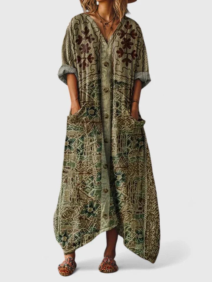 Isabella | Maxi Vestido Bohemio de Algodón con Estampado Paisley para Mujer - Noa Lagos