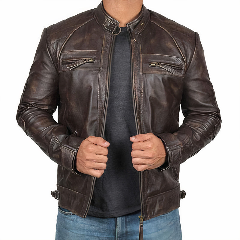Cazadora motera Kadin para hombre en color negro con bolsillos de cremallera
