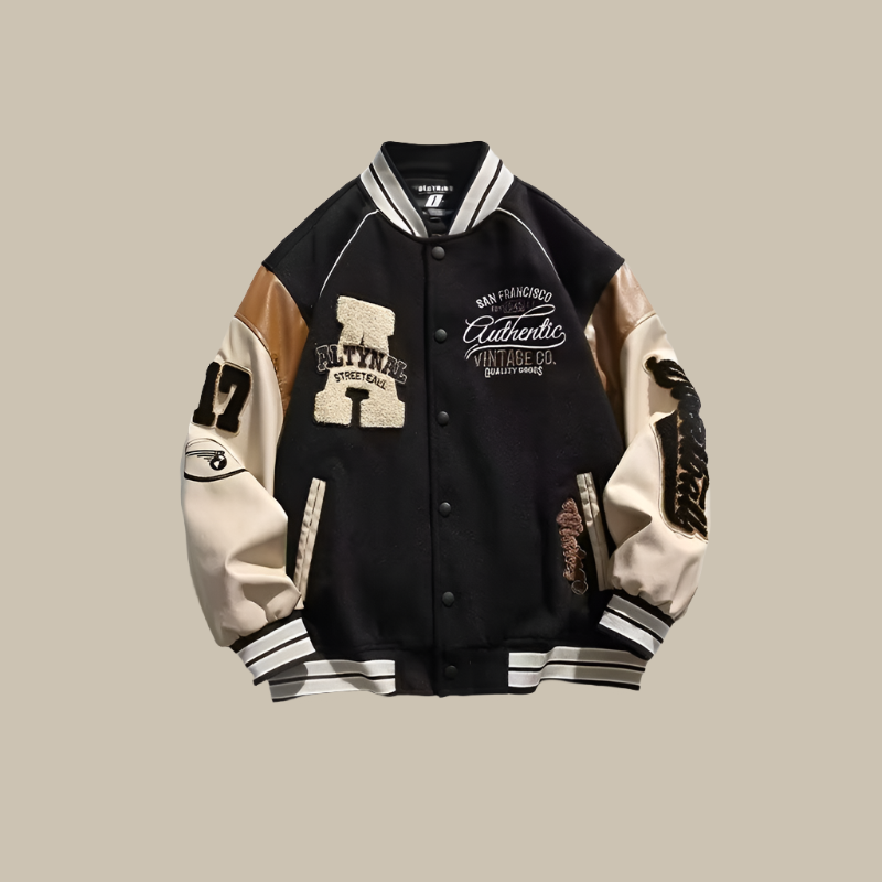 Chaqueta bomber oversize KAELOR estilo béisbol para hombre en look casual