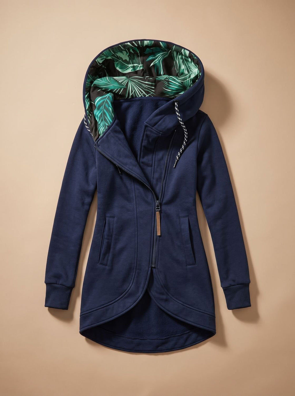 Chaqueta Kaia con capucha y forro de estampado tropical para mujer