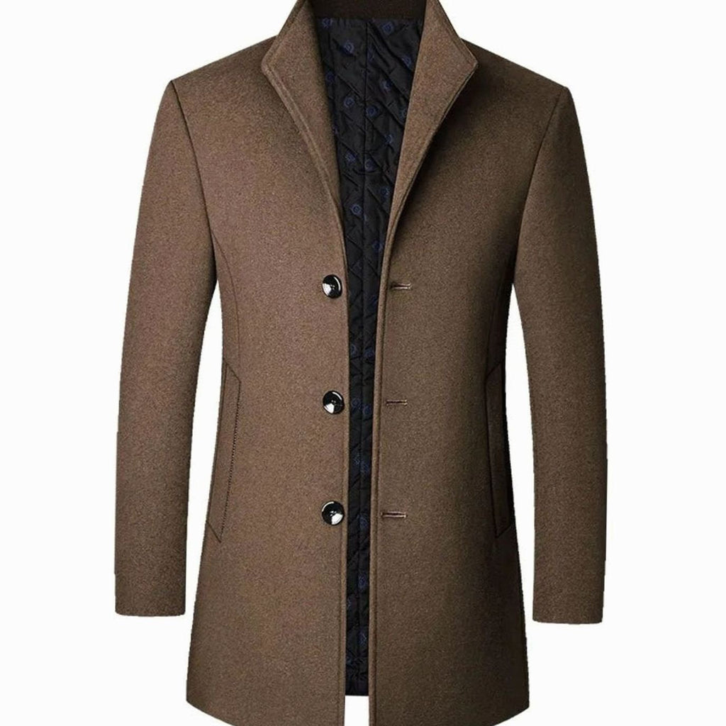 Abrigo de lana Kellan para hombre, corte entallado semilargo, vista frontal completa