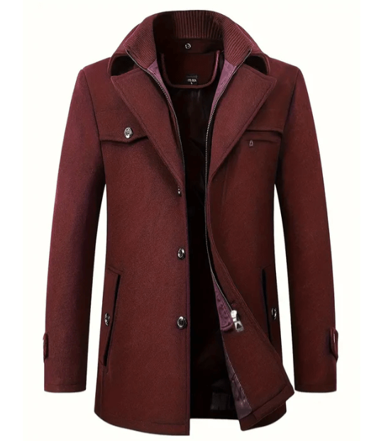 Abrigo clásico de lana Marlow para hombre en color negro