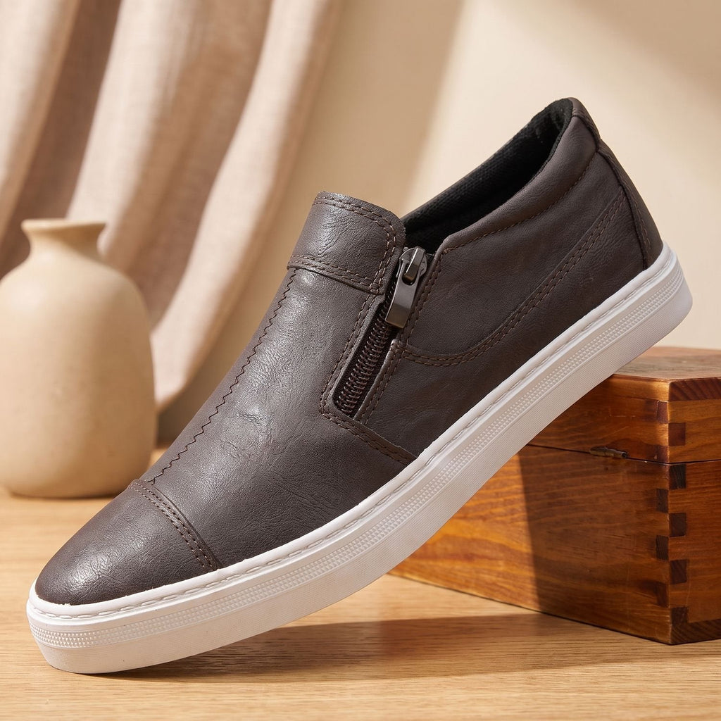 Zapatos slip-on Maximilian de piel sintética con cremallera lateral para hombre