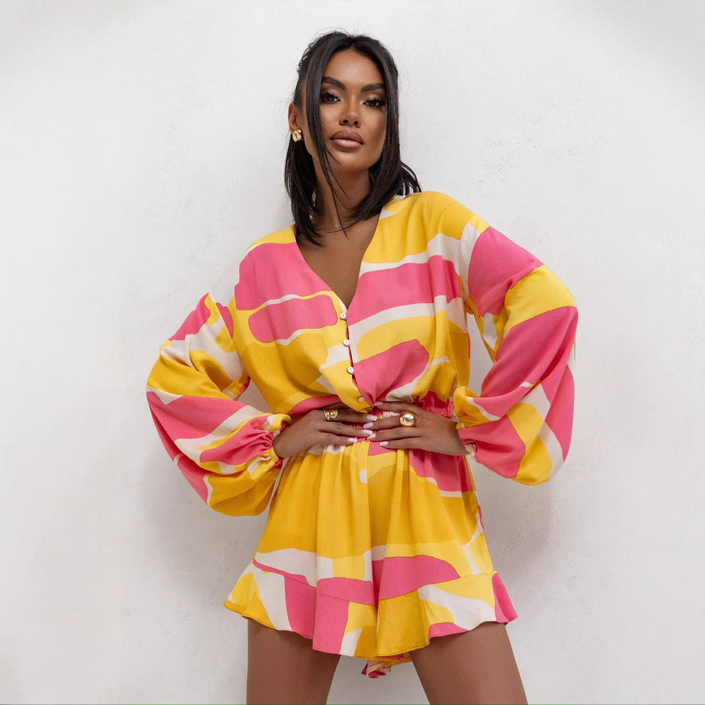 Mia | Elegante Mono Corto Mujer con Mangas Abullonadas - Noa Lagos