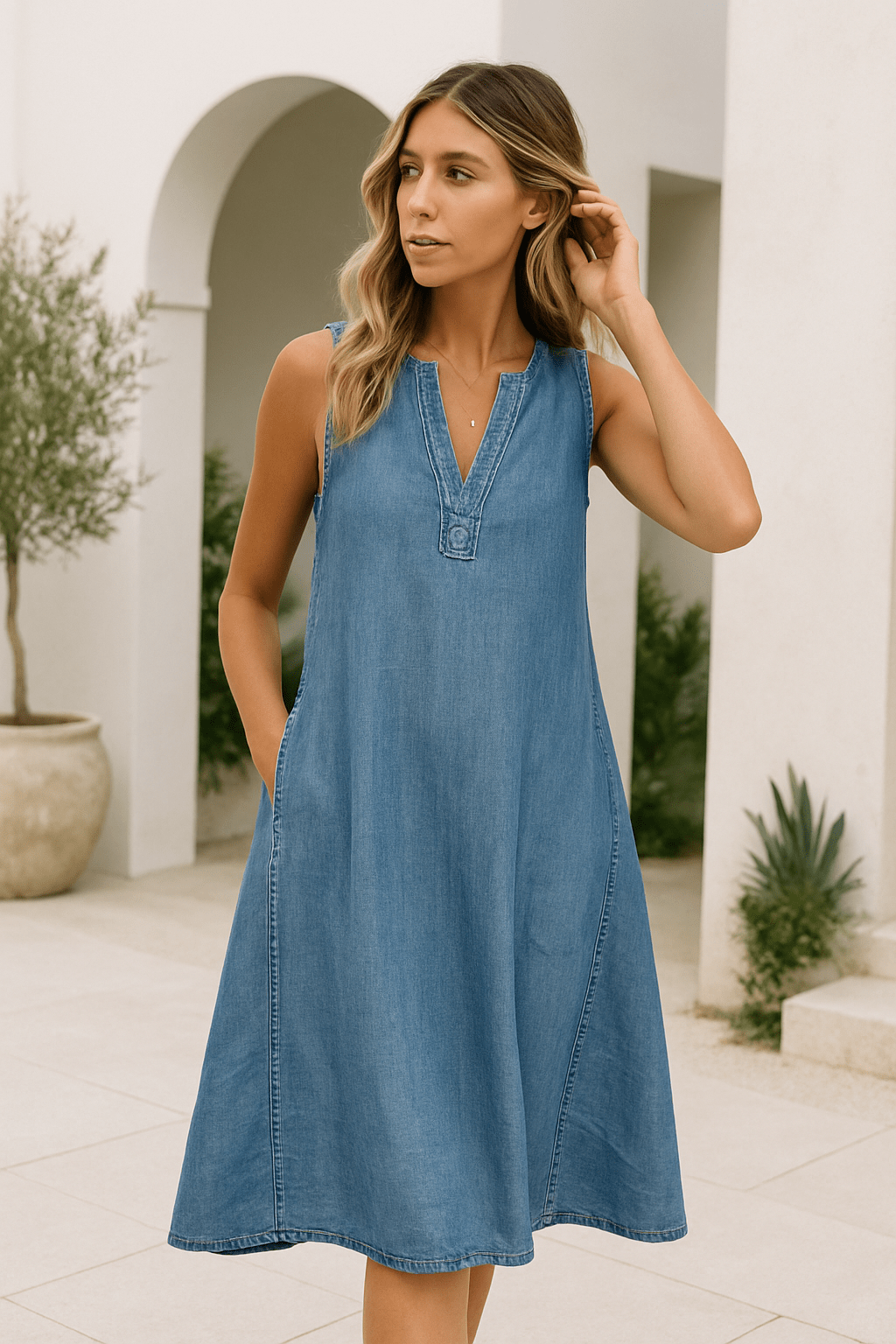 Mia | Elegante Vestido de Jeans Sin Mangas para Mujer - Noa Lagos