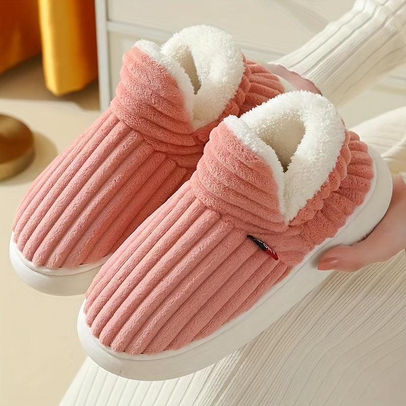 Zapatillas Nieva de felpa suave en tono naranja-rojo para mujer