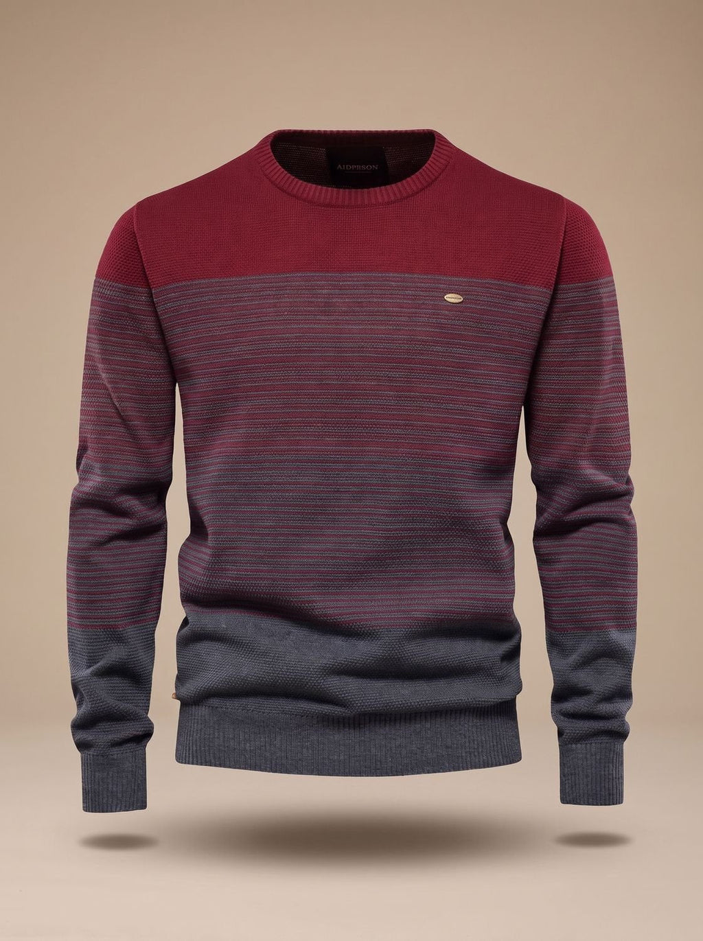 Vista frontal del jersey a rayas con bloques de color para hombre