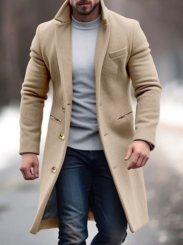 Abrigo de lana Nordkapp con cuello alto para hombre, vista frontal