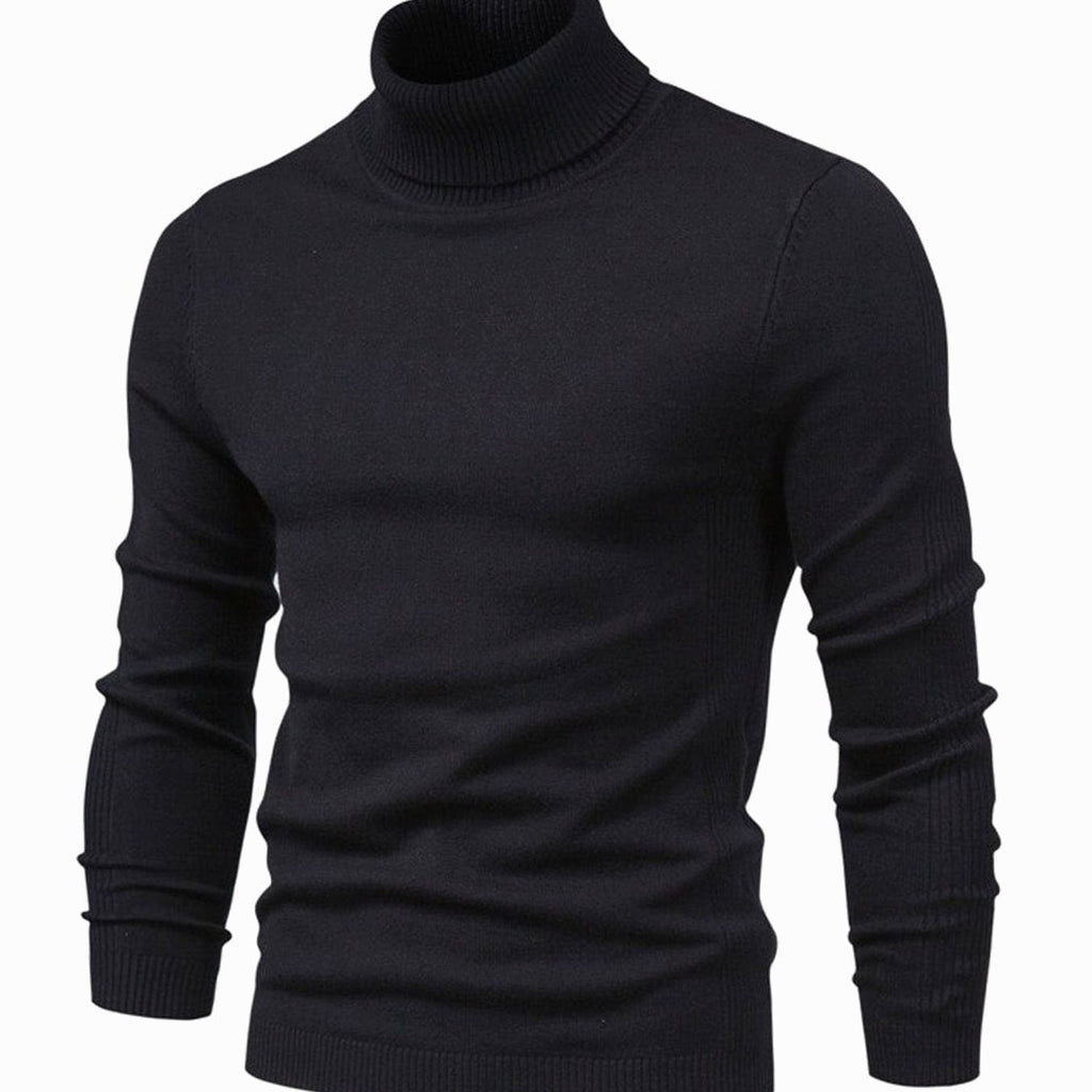 Detalle del cuello alto acanalado del jersey de punto slim fit para hombre