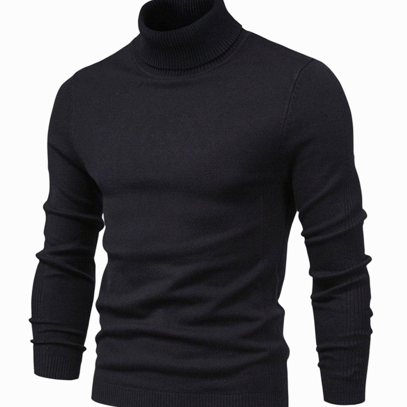 Detalle del cuello alto acanalado del jersey de punto slim fit para hombre