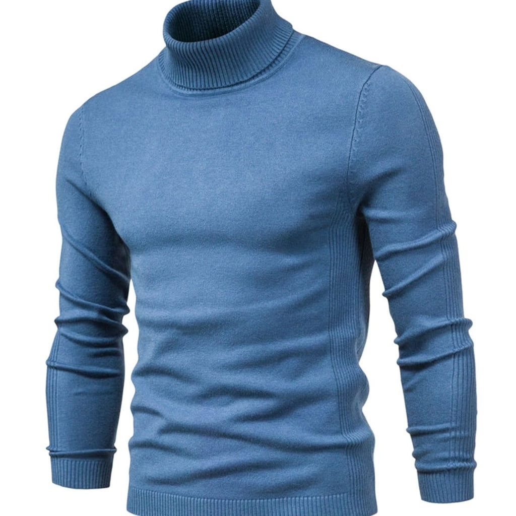 Jersey de punto entallado para hombre visto de perfil mostrando el corte slim fit