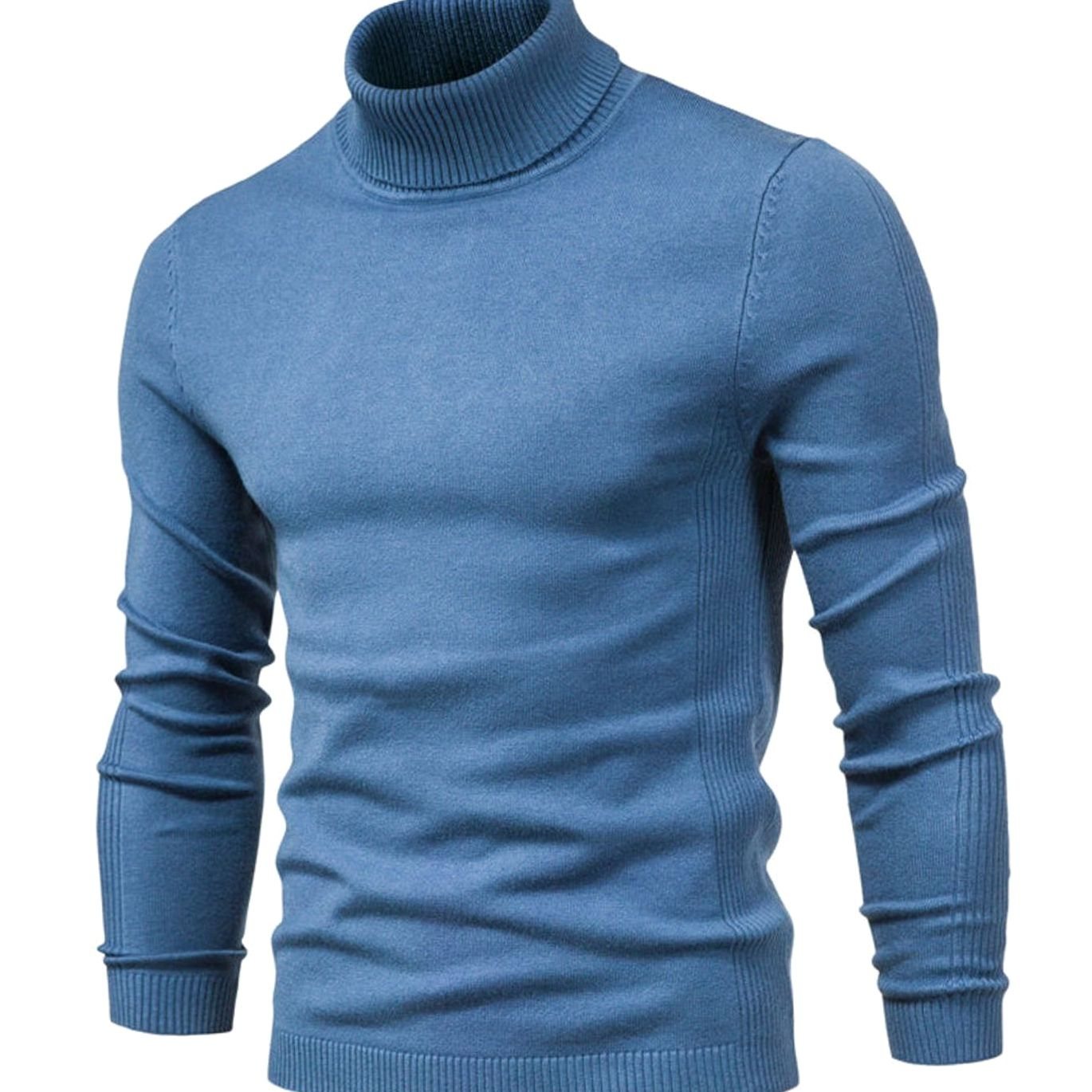 Jersey de punto entallado para hombre visto de perfil mostrando el corte slim fit