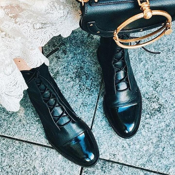 Botas de cuero Nuria en color marrón para mujer
