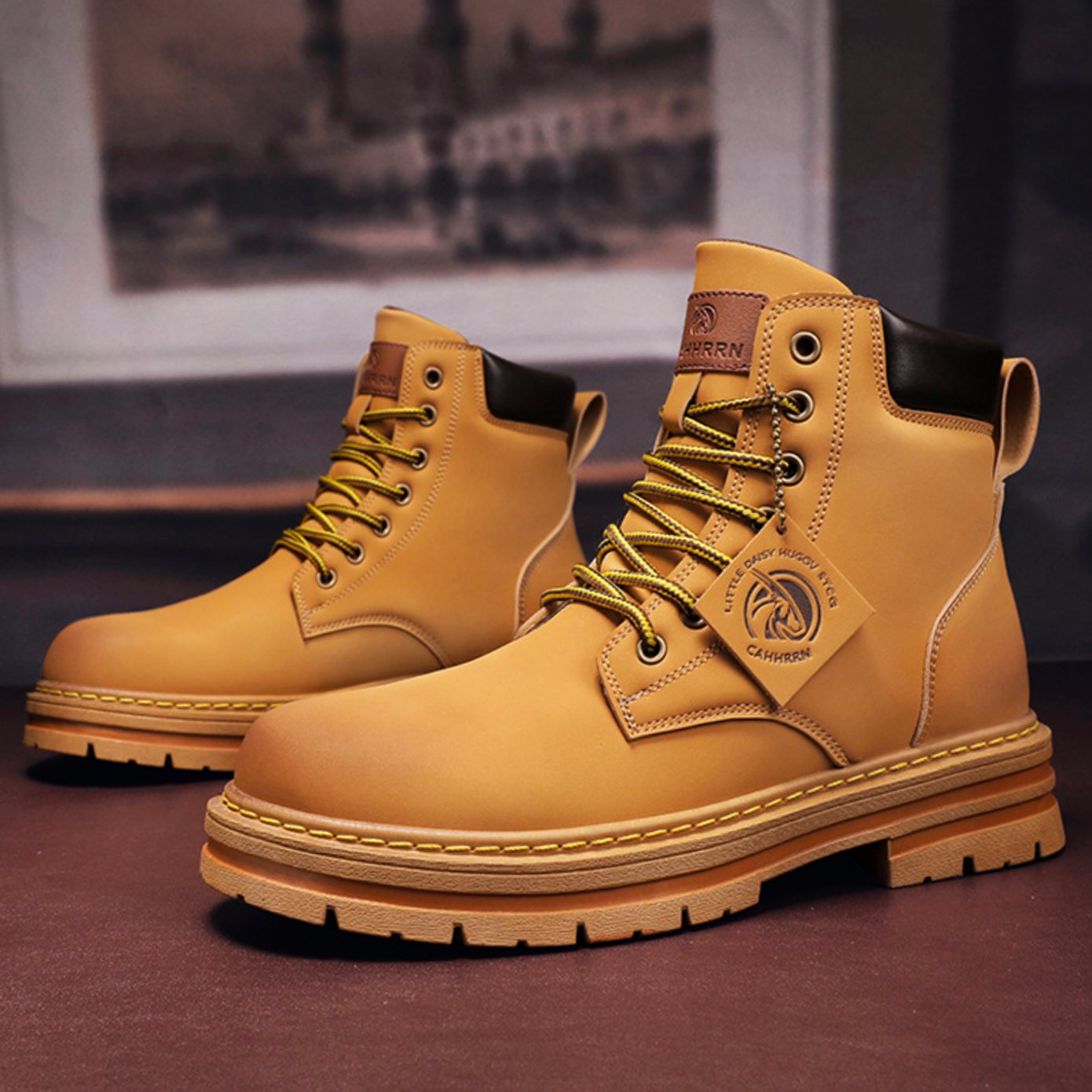 Botas de senderismo con cordones para hombre, corte tobillero, vista lateral