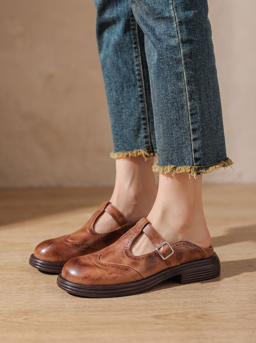 Plantilla acolchada interior de las merceditas vintage brogue