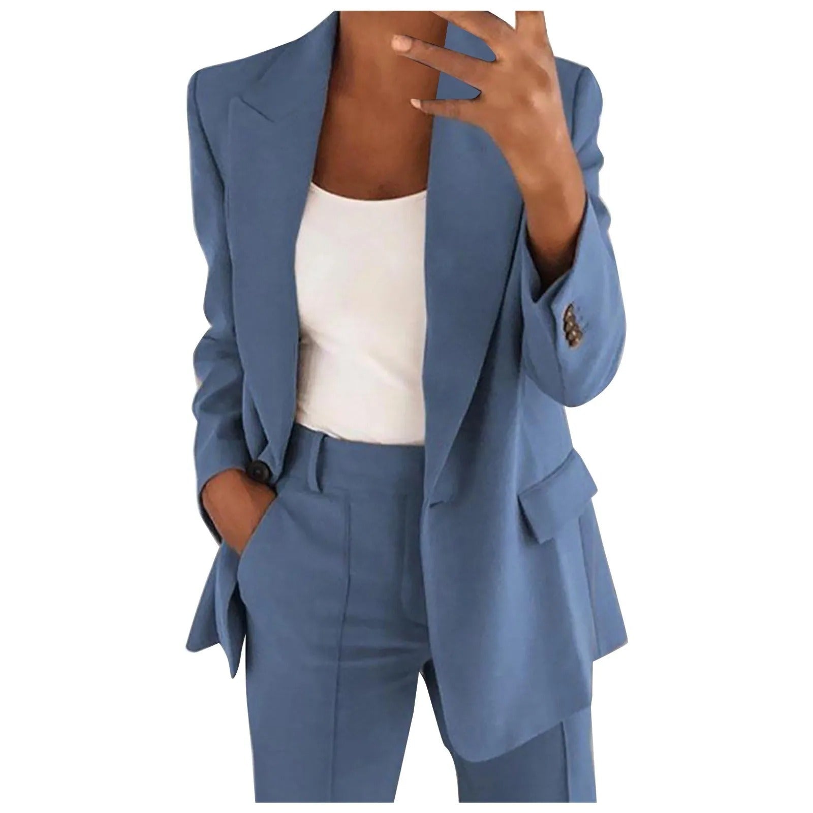 Pantalón de cintura media a juego con blazer, conjunto Nerea