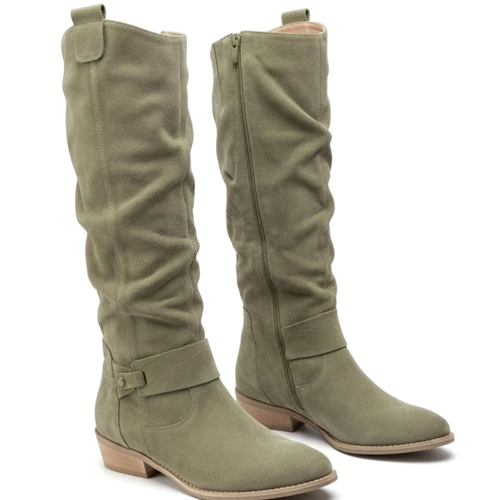 Botas altas fruncidas ideales para looks de entretiempo