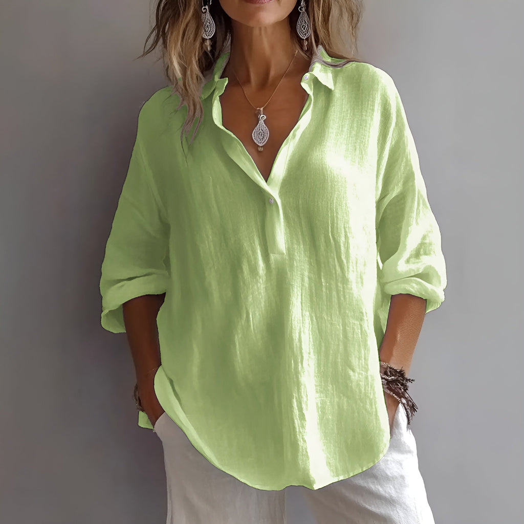 Sofía | Elegante Blusa Holgada Blanca Para Mujer con Cuello en V - Noa Lagos