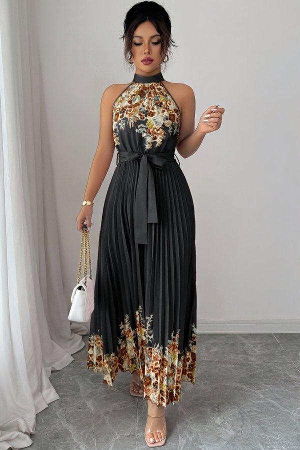 Sofía | Vestido de Noche Midi Floral Plisado para Mujer - Noa Lagos