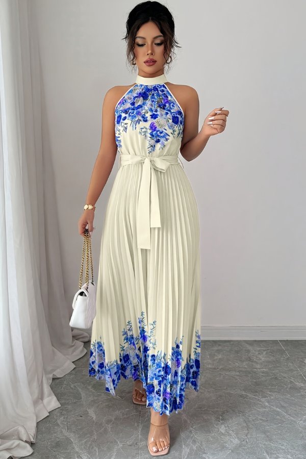Sofía | Vestido de Noche Midi Floral Plisado para Mujer - Noa Lagos