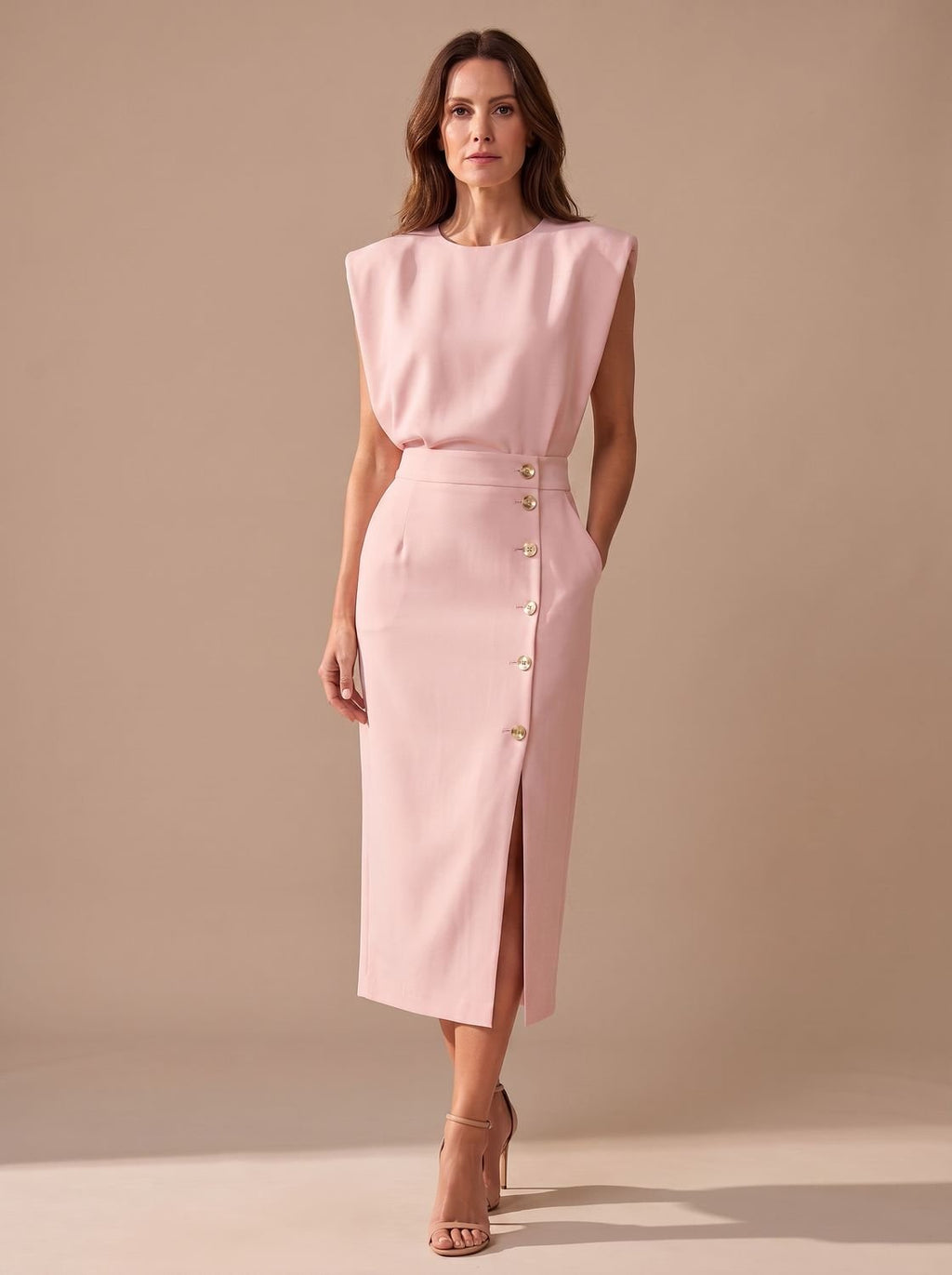 Abertura frontal del vestido midi para mayor libertad de movimiento