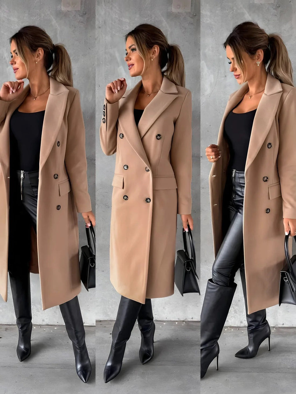 Textura y caída del abrigo casual de invierno Aitana